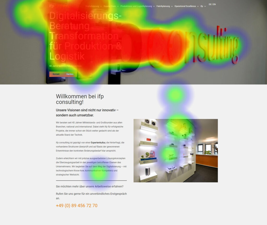 Vorher: Heatmap der bisherigen ifp-consulting-Website