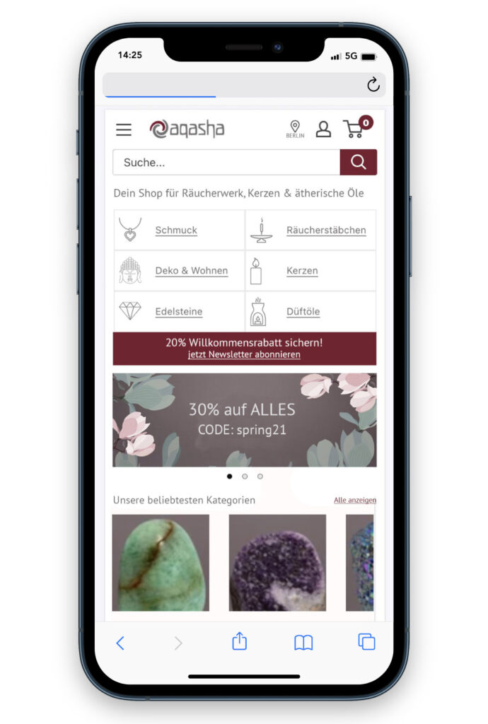 aqasha.com nach der mobilen Überarbeitung